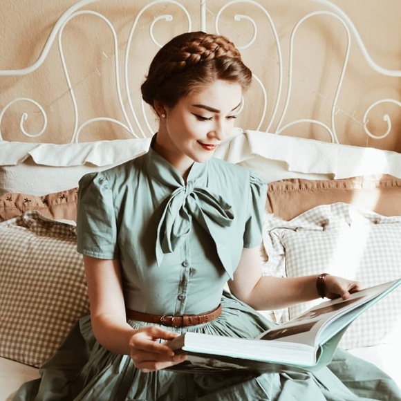 Vintage Inspired Teal Day Dress - Picture 8 of 8